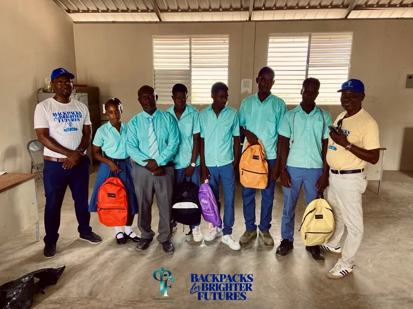 Students and Pierre Foundation team members at Collège Les Frères Pierre d'Anse-Rouge